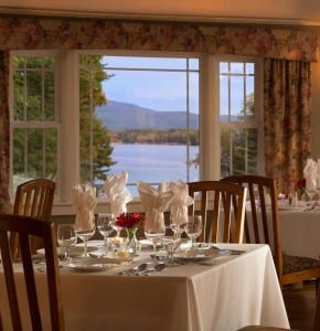 Special Occasions dining table looking over the lake