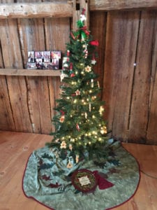 Christmas tree with green skirt