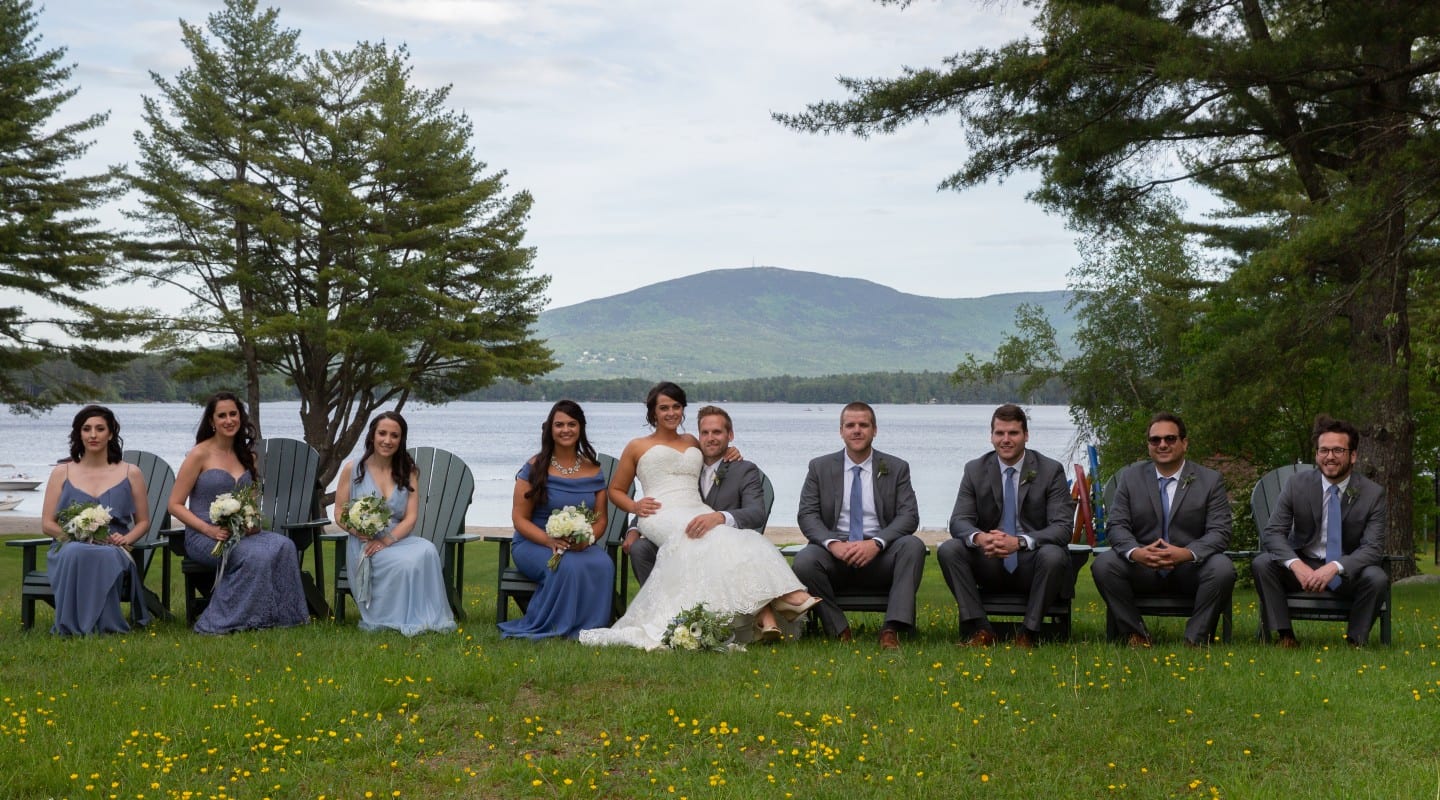 Wedding party by the lake